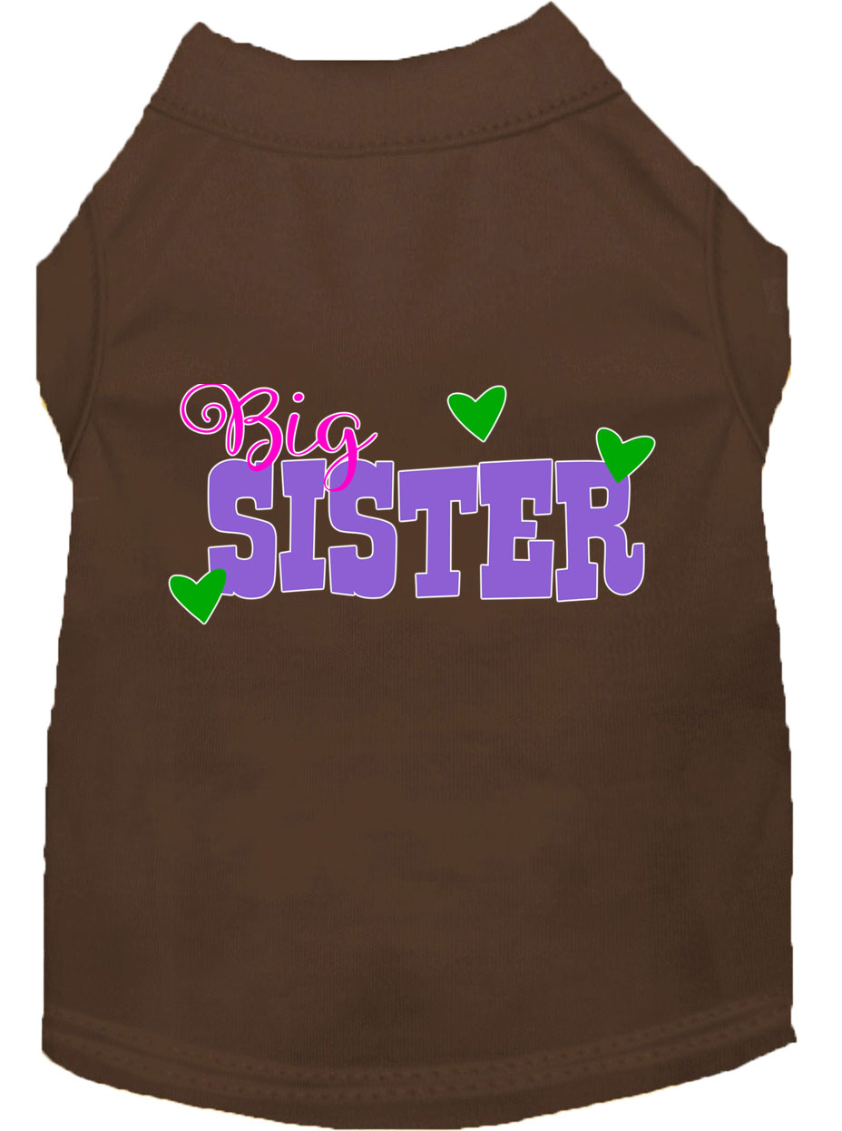 Big Sister Screen Print Dog Shirt Brown Lg